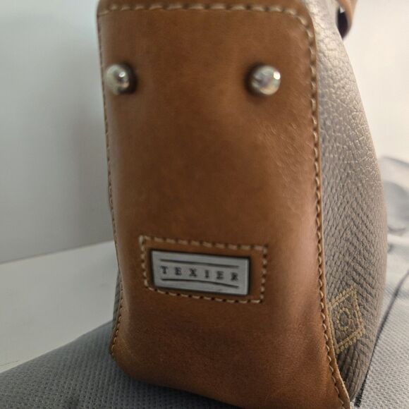 Vintage Texier Tan Leather Shoulder Bag‎ Zip Inner Pocket Single Handle France - Picture 5 of 11